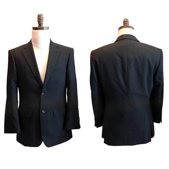 Emanuel Ungaro Suit Blazer Jacket Black pinstripe Size 36S Formal Wool office - Picture 11 of 11